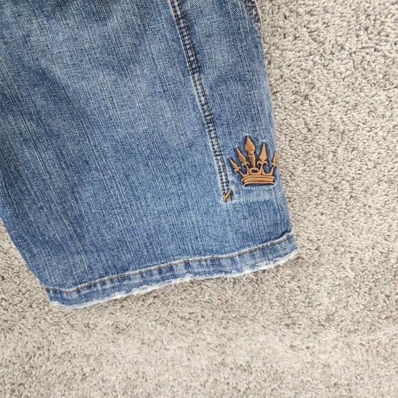 VTG JNCO Jean Shorts 35X12 Blue Crown Skater Streetwear Crown Wide Leg Baggy Y2k - Picture 6 of 16